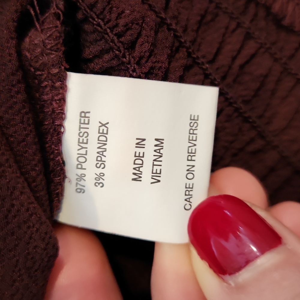 New York & Company Burgundy Blouse with Black Accents - Picture 6 of 11
